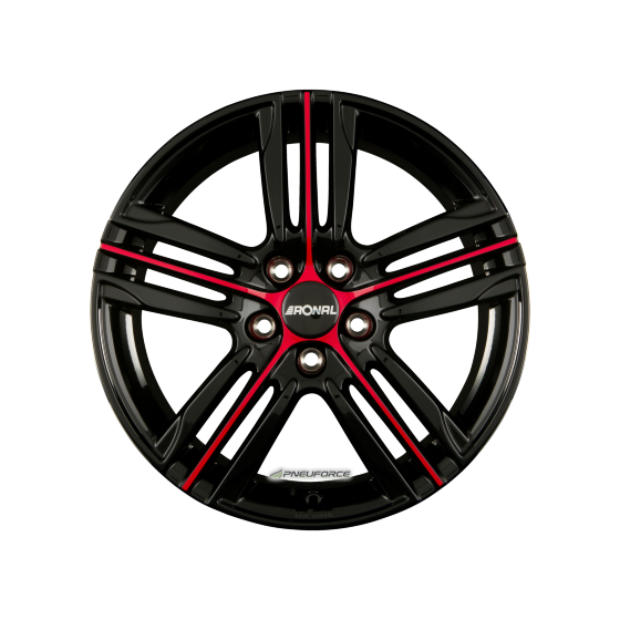 RONAL - R57 MCR JETBLACK-RED SPOKE 7X17 LK:4/108 ET:45 ML:76