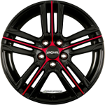 RONAL - R57 MCR JETBLACK-RED SPOKE 7X17 LK:4/108 ET:45 ML:76